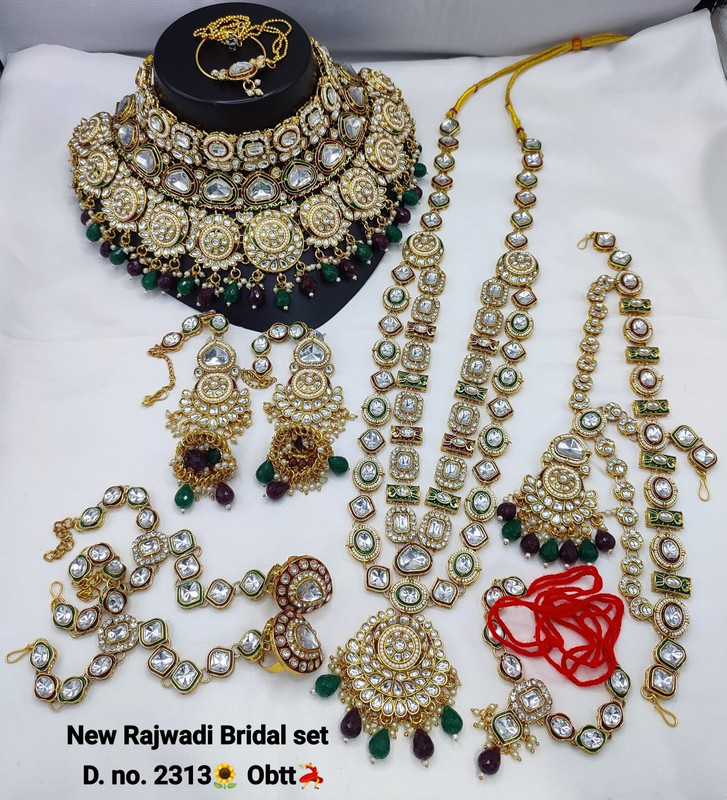 Shandaar Ethnic Maroon Green Kundan Choker Necklace Earring Jewellery Set For Bride