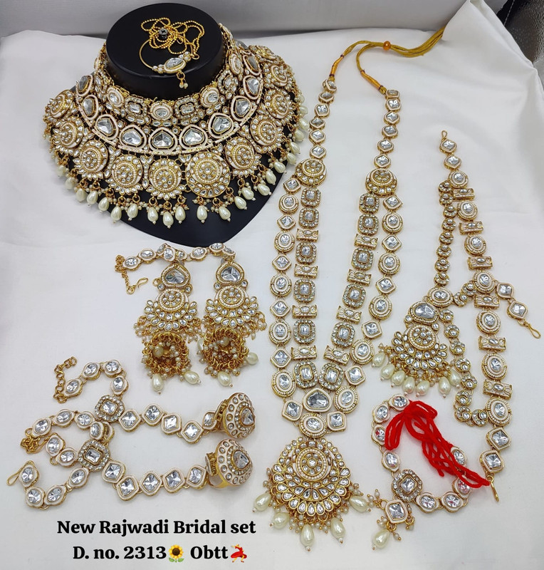 Exquisite Ethnic White Kundan Choker Necklace Earring Jewellery Set For Bride
