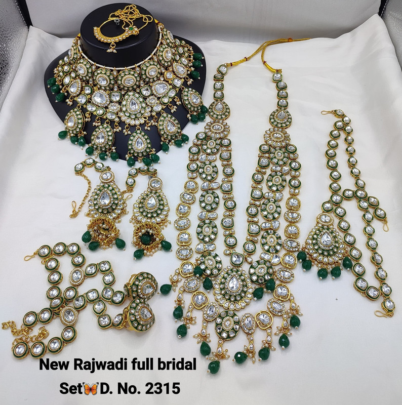 Bridal 2315 green Kundan Choker Necklace Earring Jewellery set for Bride