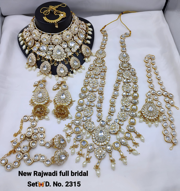 [Bridal 2315 white] Premium Ethnic White Kundan Choker Necklace Earring Jewellery Set For Bride