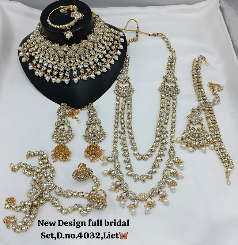 Bridal 4032 White Kundan Choker Necklace Earring Jewellery set for Bride