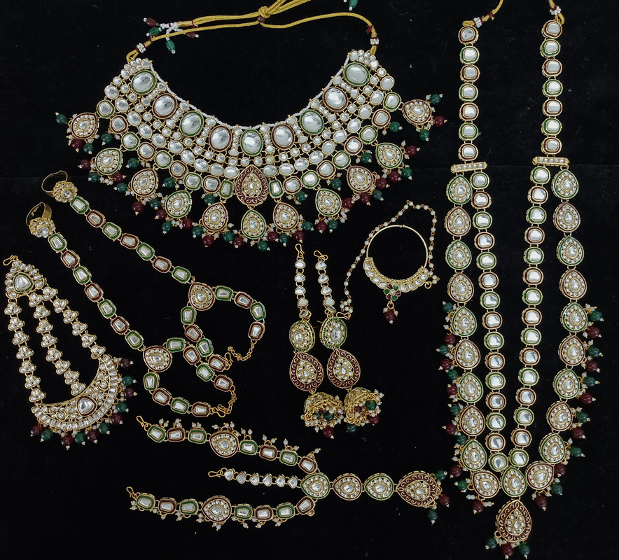 [BRIDAL 71 MG] BRIDAL 71 MG Kundan Choker Necklace Earring Jewellery set for Bride