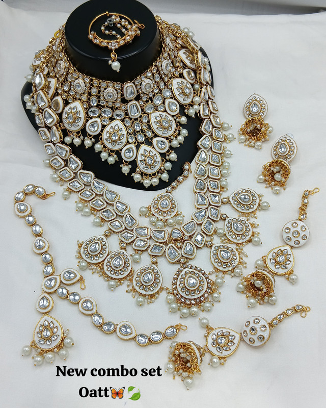 Desi Contemporary White Kundan Choker Necklace Earring Jewellery Set For Bride