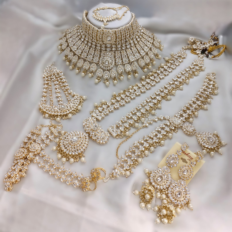 [bridal combo 31 white] bridal combo 31 white Kundan Choker Necklace Earring Jewellery set for Bride
