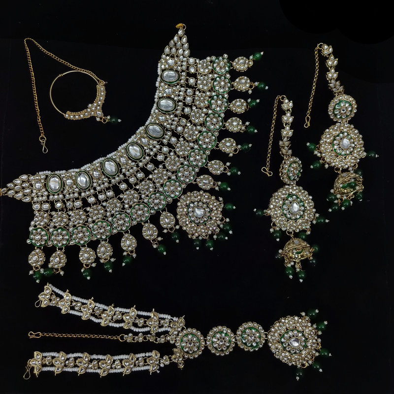 BRIDAL COMBO 85 MAROON Kundan Choker Necklace Earring Jewellery set for Bride