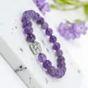 Amethyst Bracelet for Men with Buddha (23 Beads) 