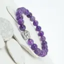 Amethyst Bracelet for Women with Buddha (20 Beads)