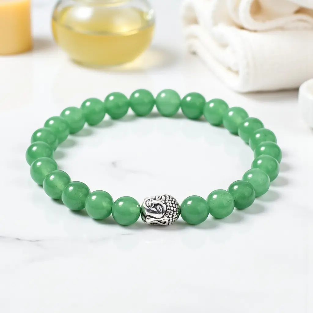 [Green Aventurine Buddha Bracelet for Men (23 Beads)] Green Aventurine Buddha Bracelet for Men (23 Beads)