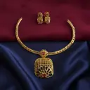 SPG1 1Gm Gold Brass Choker Necklace set for Women