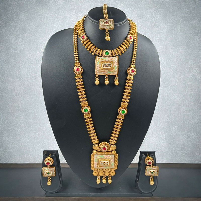 Pristine Statement Cds13 Multi Copper Matte Finish Necklace & Earrings Jewellery Set For Women