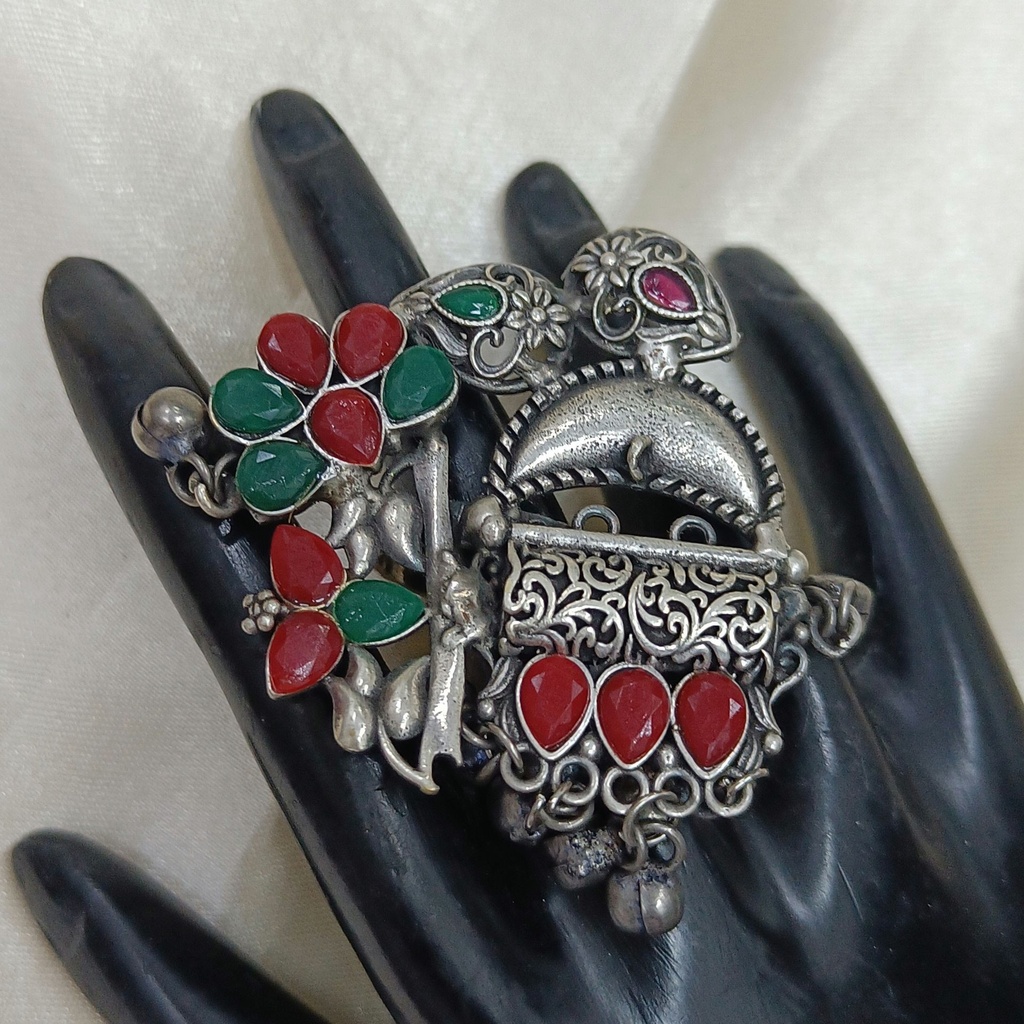 [Graceful Oxidised Silver Plated Ring] Graceful Exquisite Oxidised Silver Plated Ring