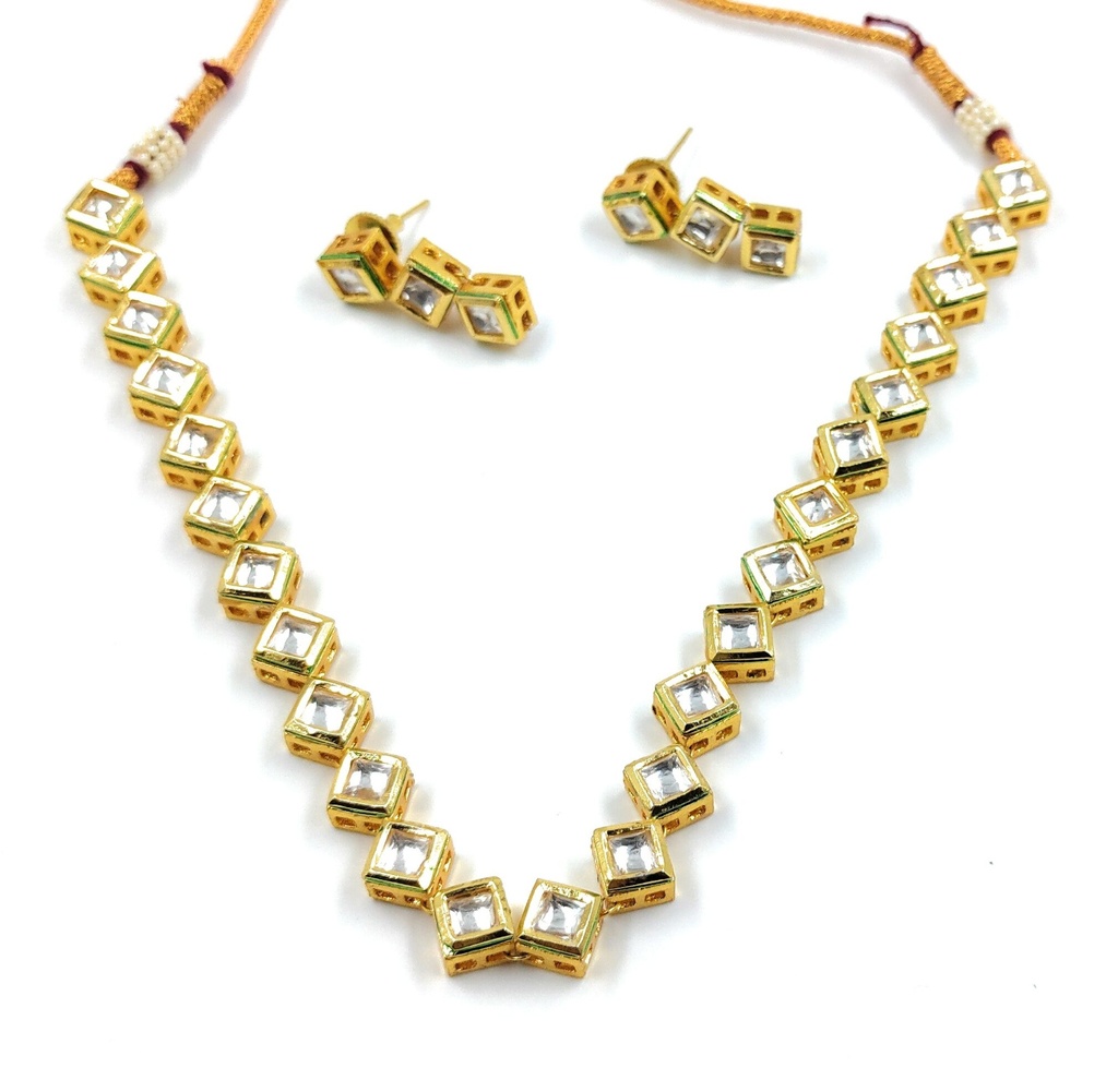 Single Line Kundan Set With Back Meenawork  K1 SQUARE