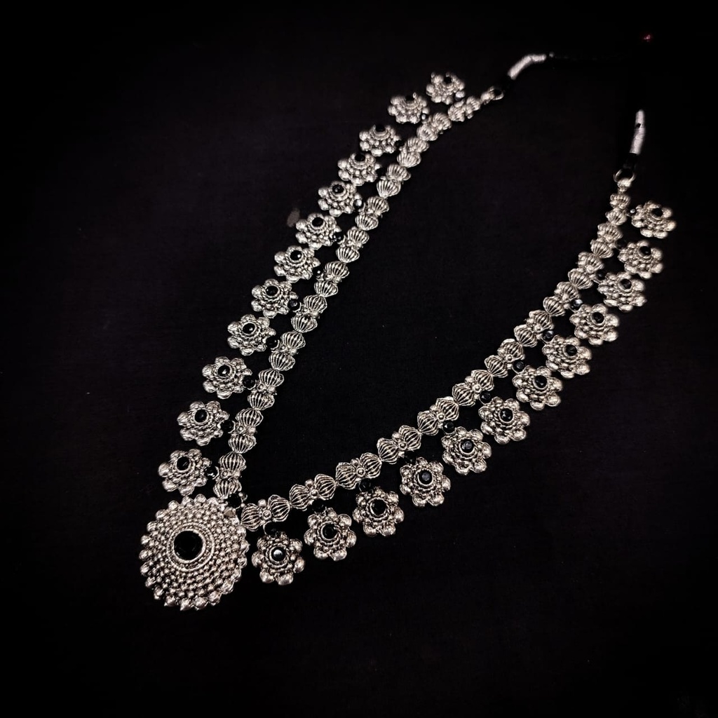 NS627 BLACK Kundan Necklace Earring Jewellery Set