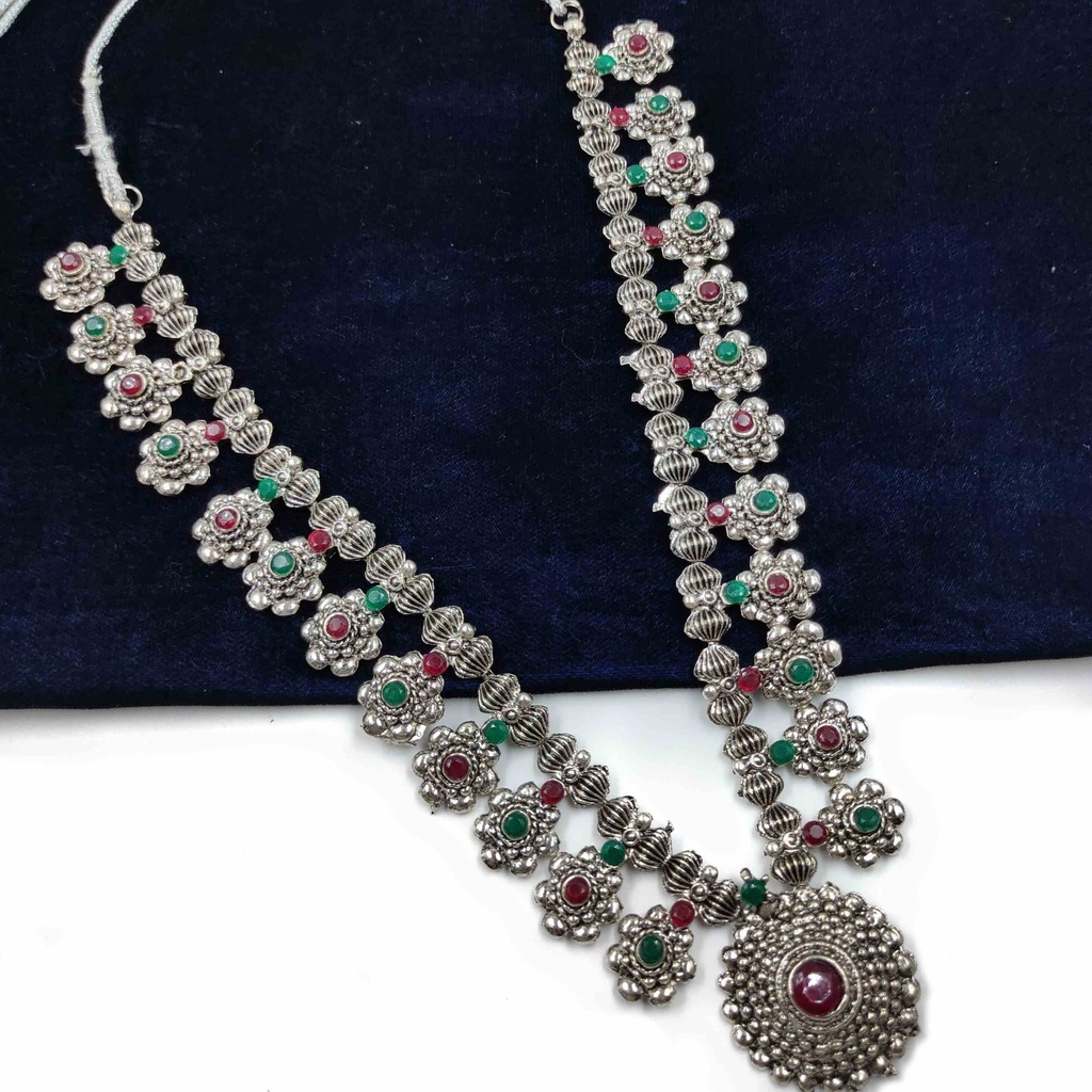 NS627 Maroon Green Kundan Necklace Earring Jewellery Set