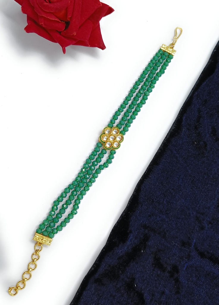 Polished Tone Kundan Adjustable Bracelet for Women and Girls