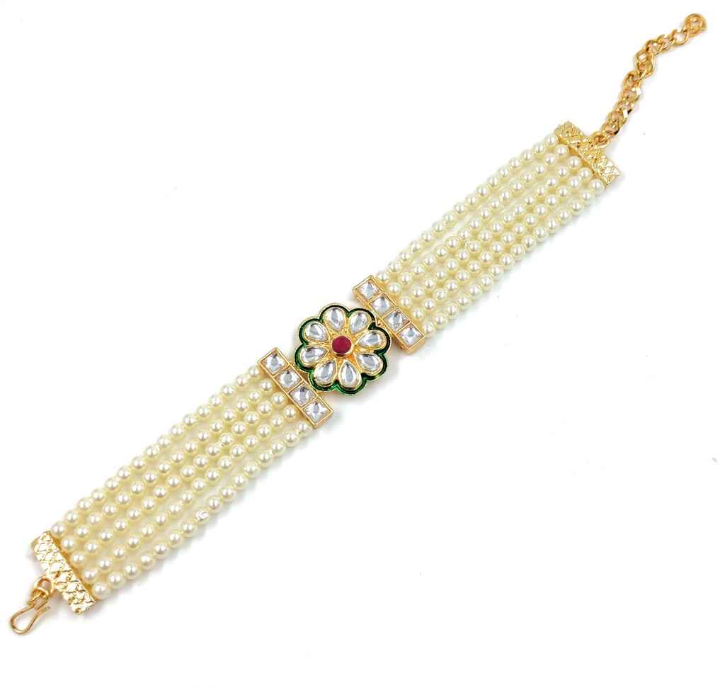 [BR02 White] BR02 White kundan Bracelet for Women and Girls