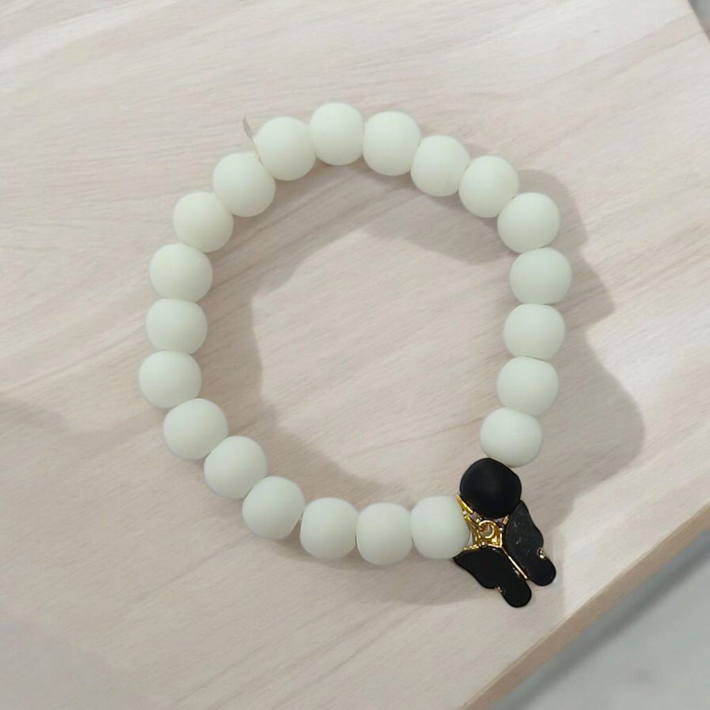 [Sparkling Butterfly Bracelet] Sparkling Beauty Butterfly White Beads Bracelet for Women and Girls