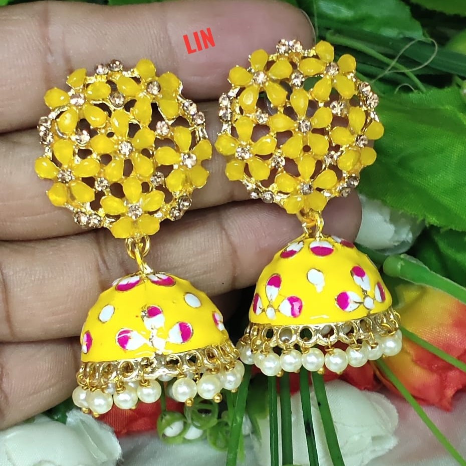 [ER43 YELLOW] Meenakari Earring  ER43 YELLOW 