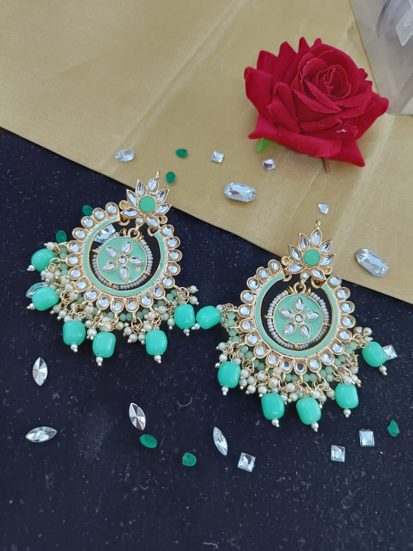 [ER69 MINT GREEN] Meenakari Earring  ER69 MINT GREEN 