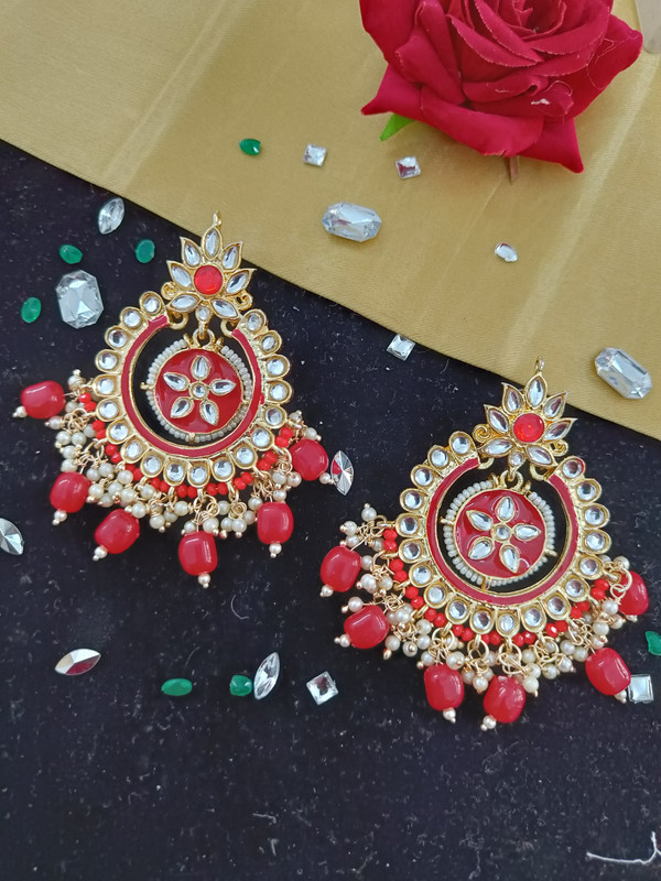 [ER69 RED] Meenakari Earring  ER69 RED 