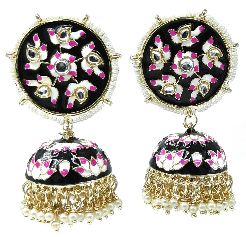 [ER39 BLACK] Meenakari Jhumka Earring  ER39 BLACK 