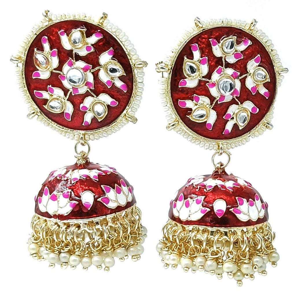 Meenakari Jhumka Earring  ER39 RED 