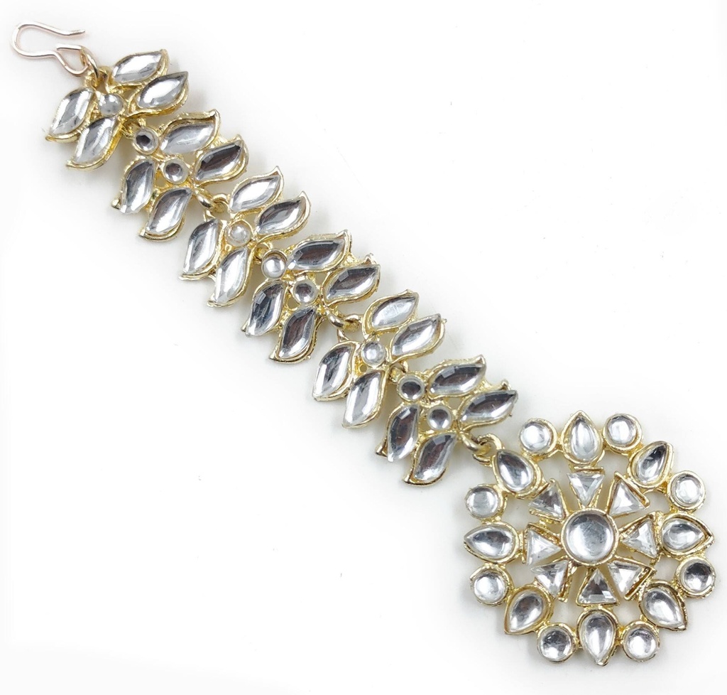 Ornate Signature Kundan Maang Tikka Round