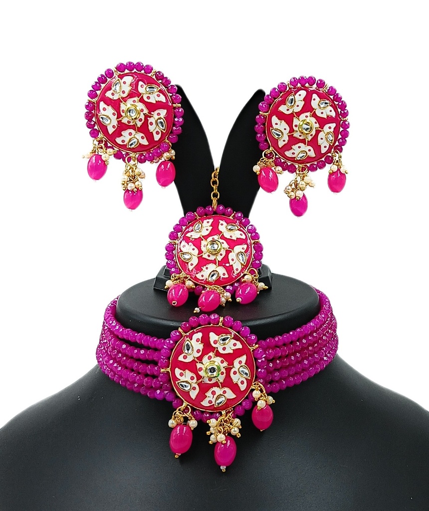 Delicate Mood Meenakari choker set  Rani 