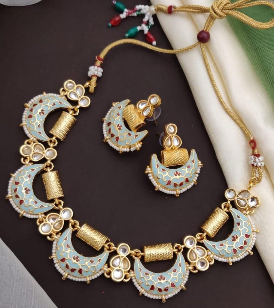 Glamorous Form Beautiful Necklace Set  Sky Blue 