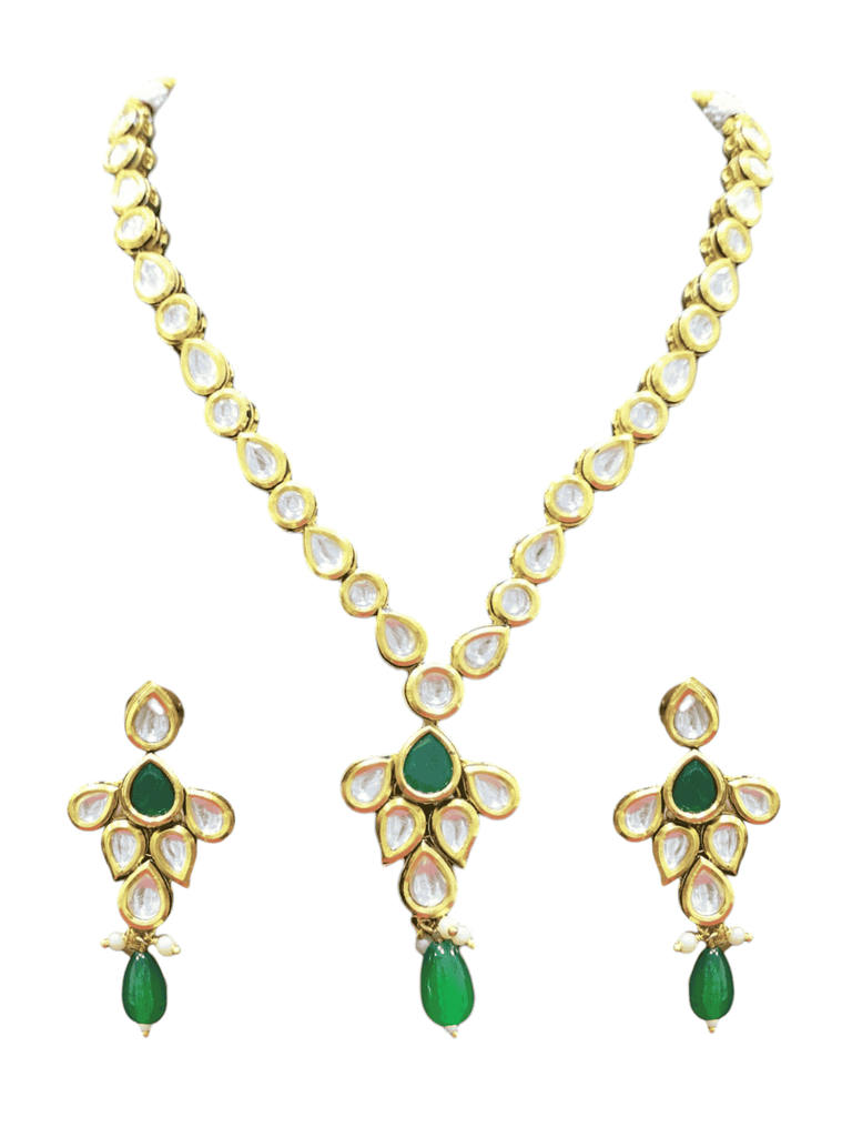 Divine Cultural Ns502 Green Kundan Necklace Earring Jewellery Set