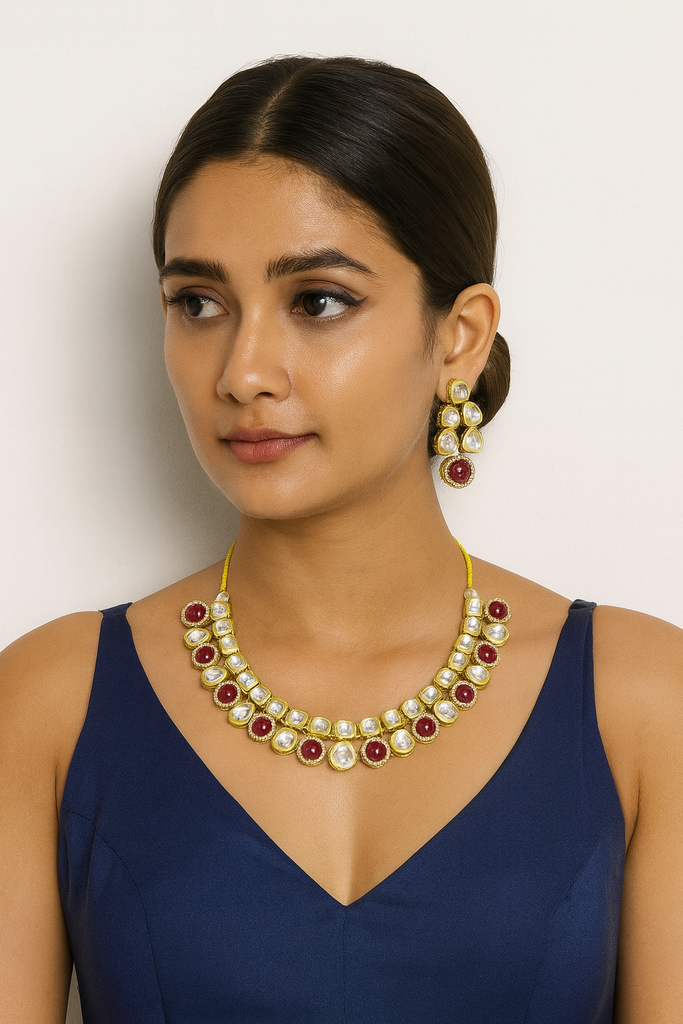 Majestic Fashion Posh Flow Premium Kundan Set