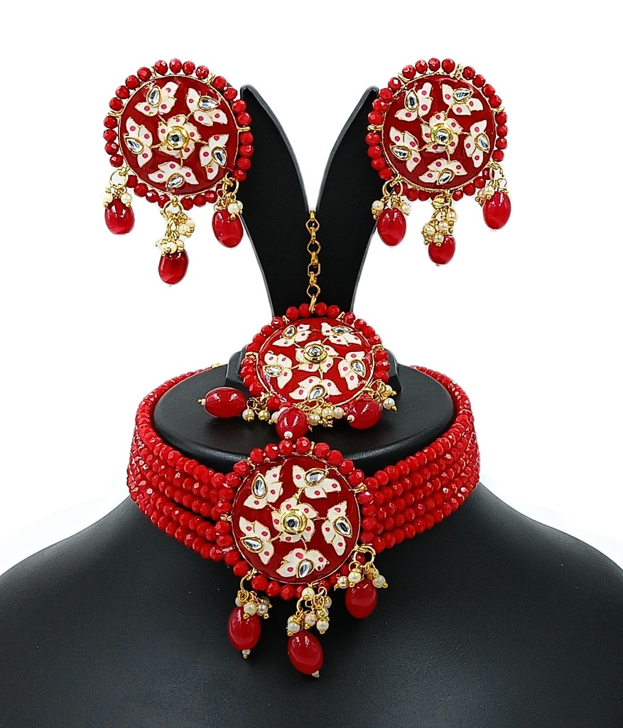 Vintage Appeal Meenakari Choker Set  Red 