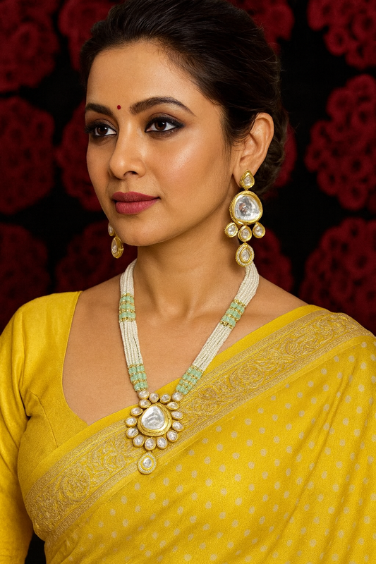Divine Signature Charming Sheen Kundan Long Necklace Set