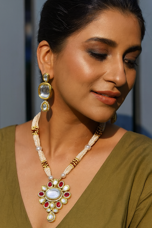 Shandaar Signature Gorgeous Twist Kundan Long Necklace Set