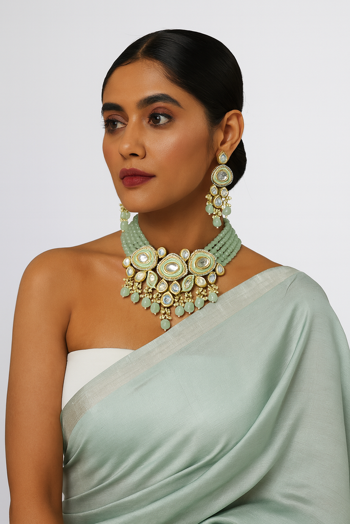 [K26 MINT GREEN] Premium quality choker necklace set