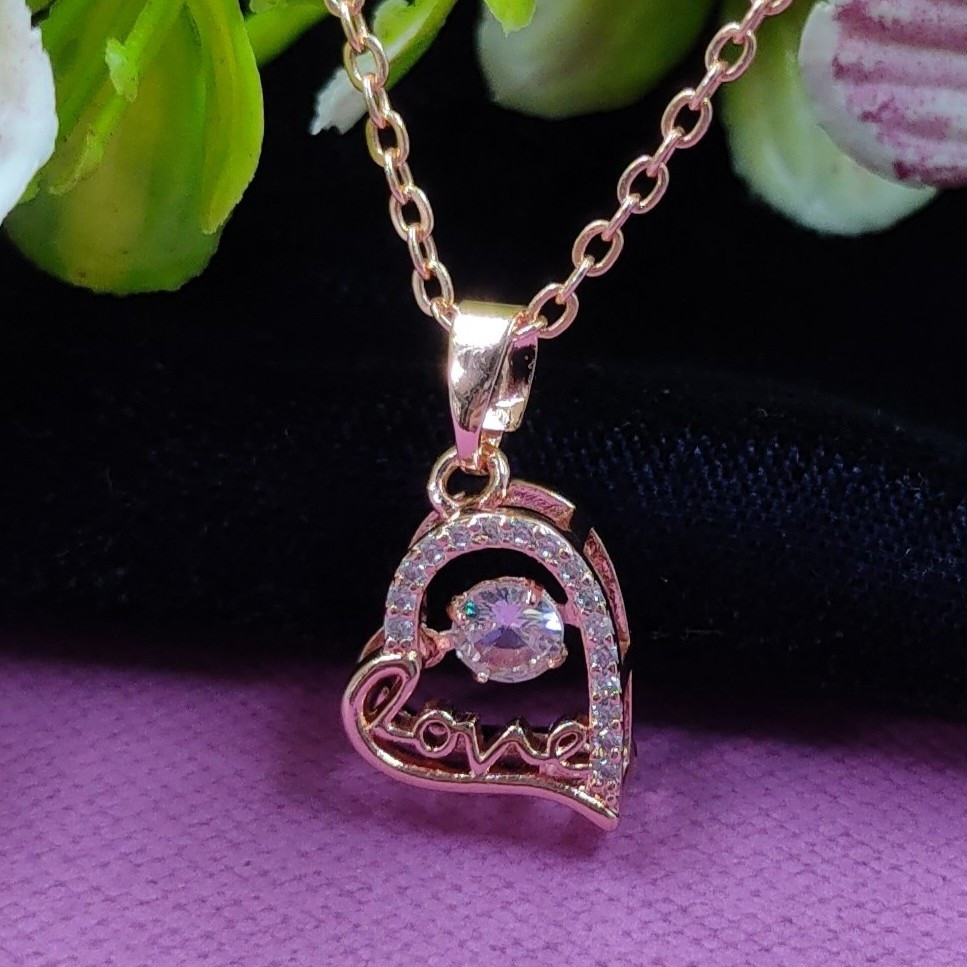 love rosegold pendant necklace for women and girls