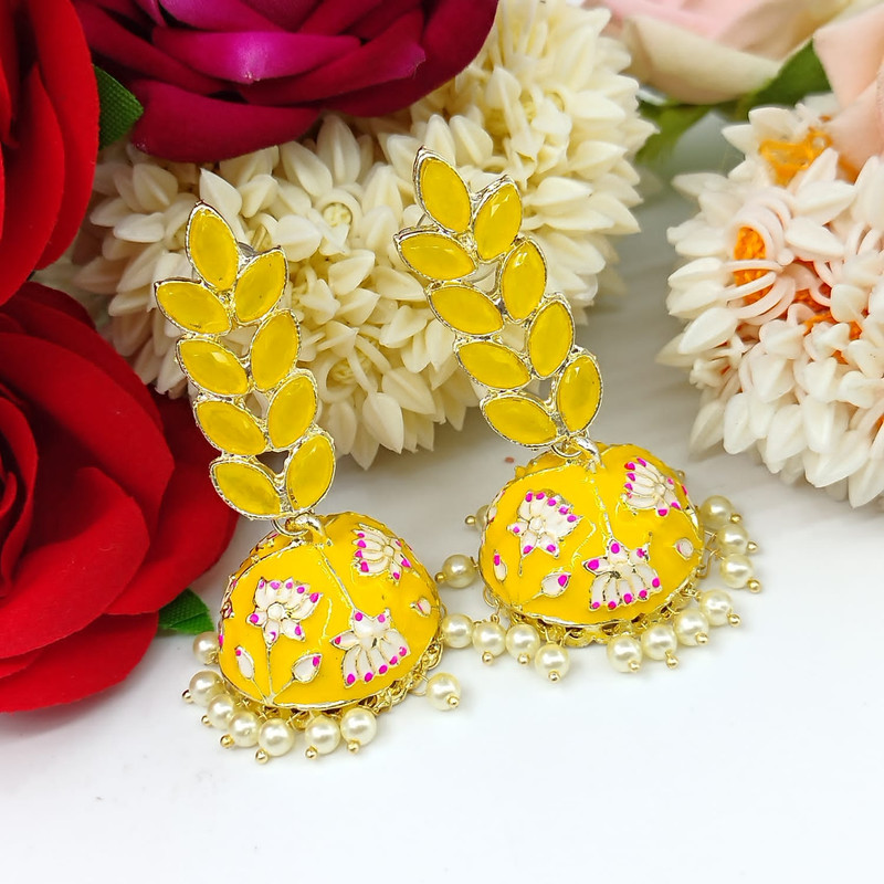 Breathtaking Haldi Yellow Earrings Set