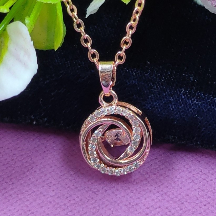 [Pendant 10 Round] Round rosegold pendant necklace for women and girls