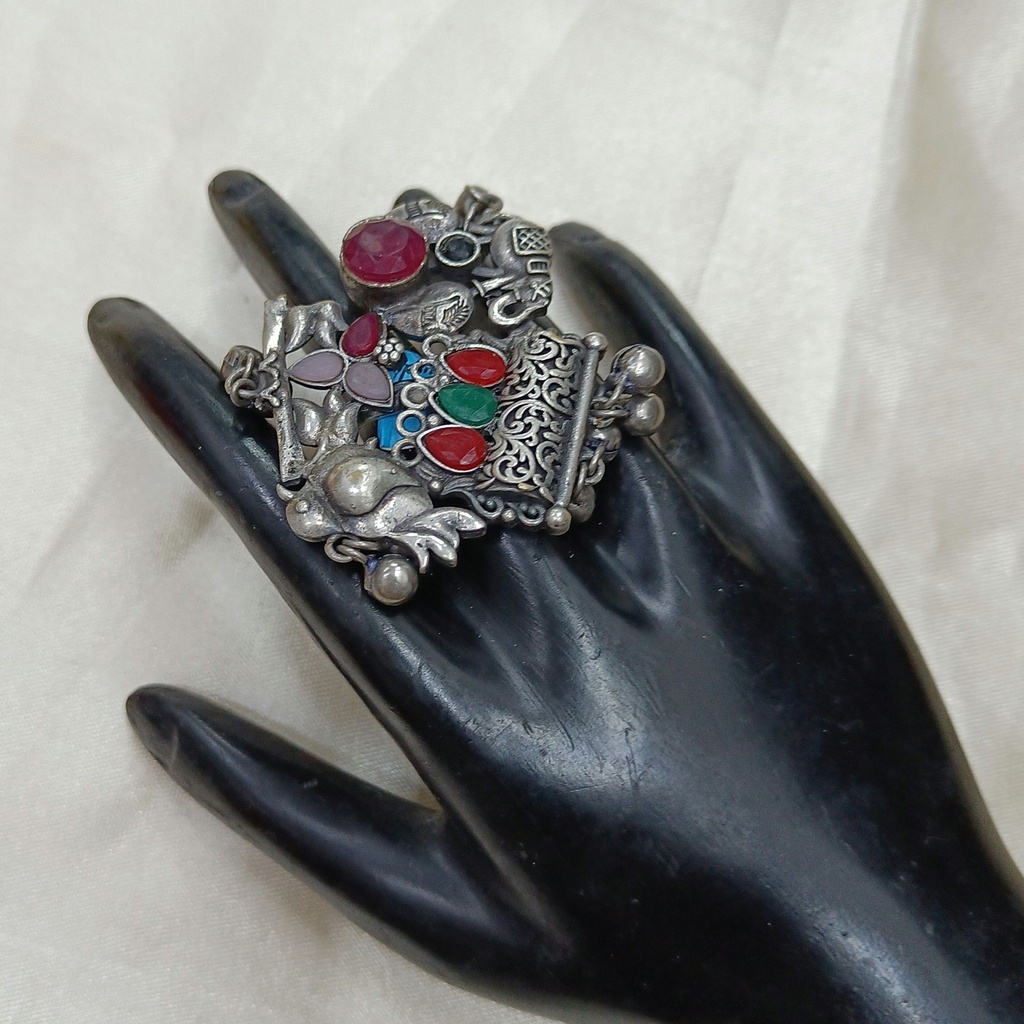 Exquisite Oxidised Silver Plated Ring