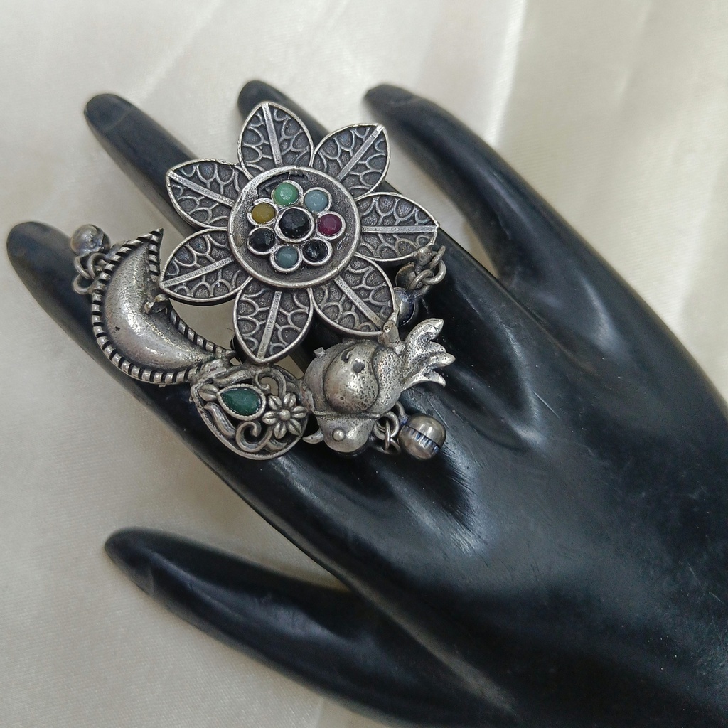 [Sweet Oxidised Silver Plated Ring] Sweet Trendy Oxidised Silver Plated Ring