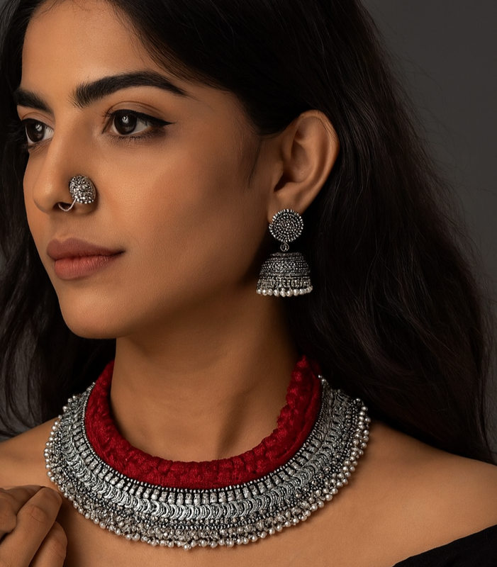 Oxidised Necklace set Maroon