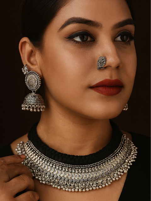 Oxidised Necklace set Black