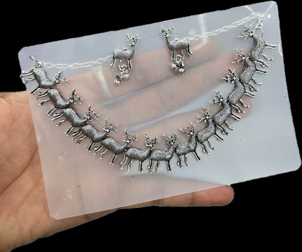 Classy indowestern oxidize set.  Oxidise Deer Necklace 