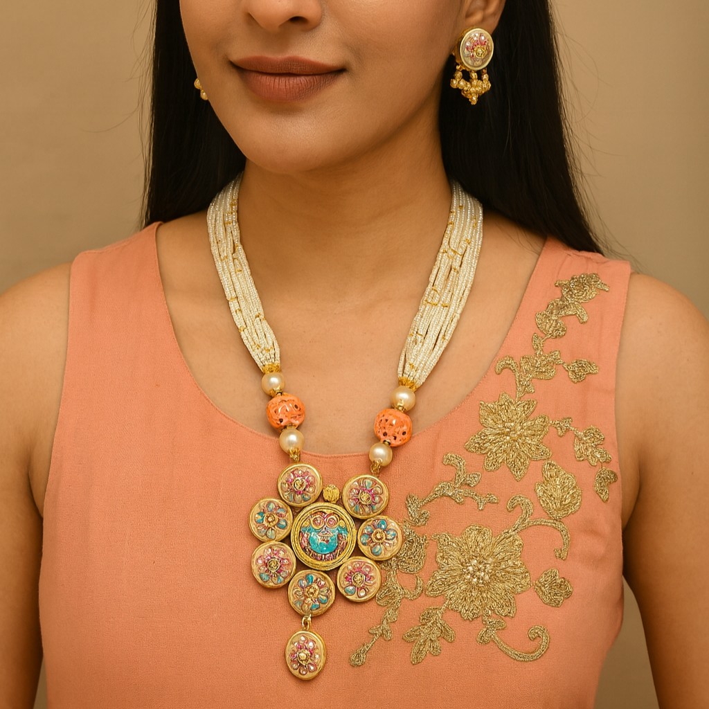 [DSNS1 P] Festive Radiance Meenakari Long Necklace Set