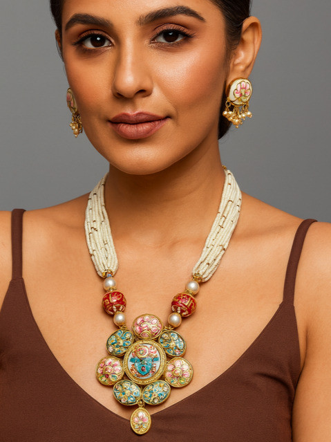 Royal Charm Long Meenakari Necklace Set