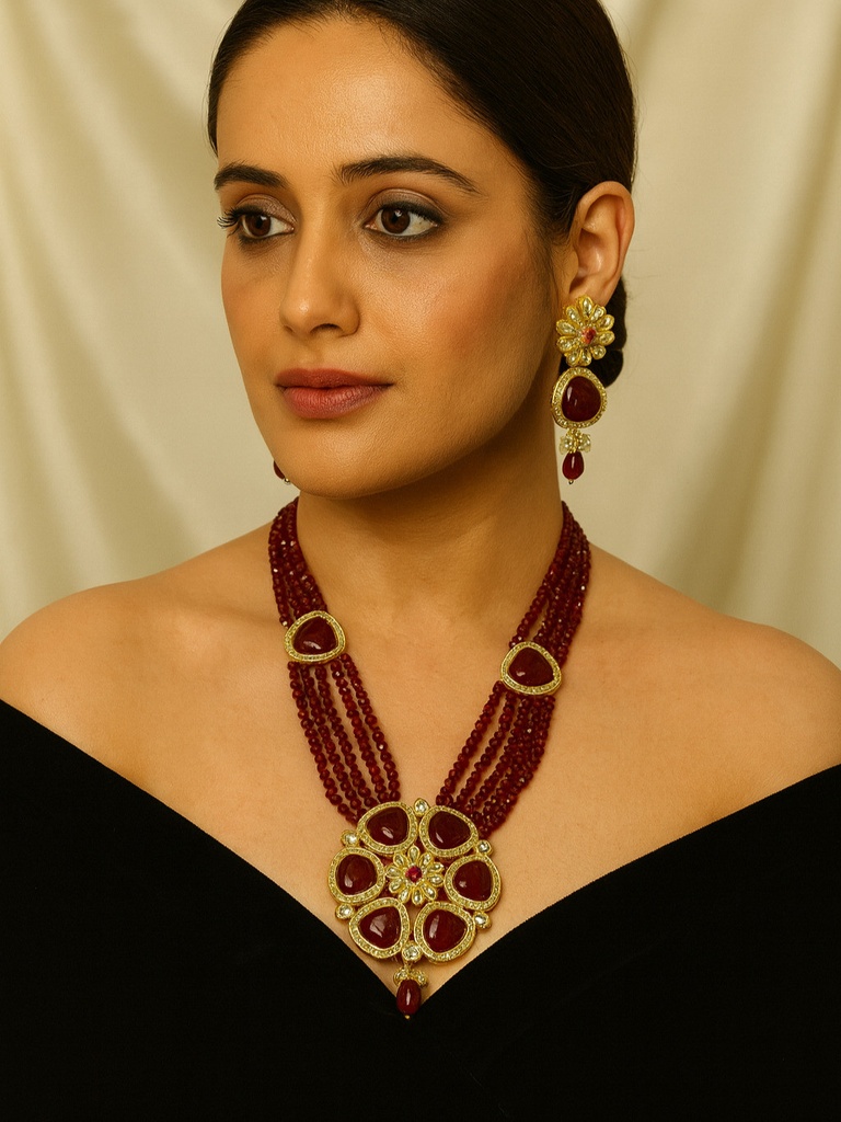 Kundan Long Necklace Set 