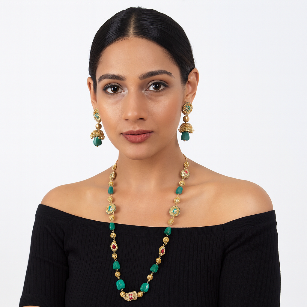 Gorgeous Premium Semiprecious Single line Stone Mala Set