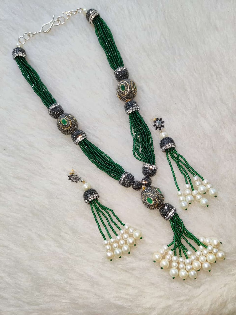 [F1 GREEN] Premium Quality Semiprecious Stone Mala Set F1 GREEN