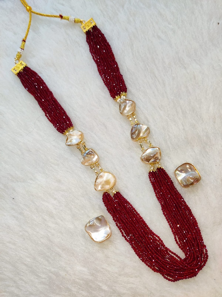 Premium Quality Semiprecious Stone Mala Set F2 RED