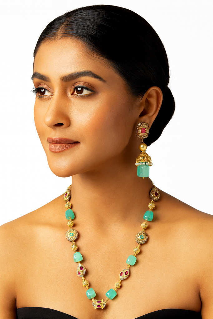 Sparkling Balance Premium Quality Semiprecious Single line Stone Mala Set